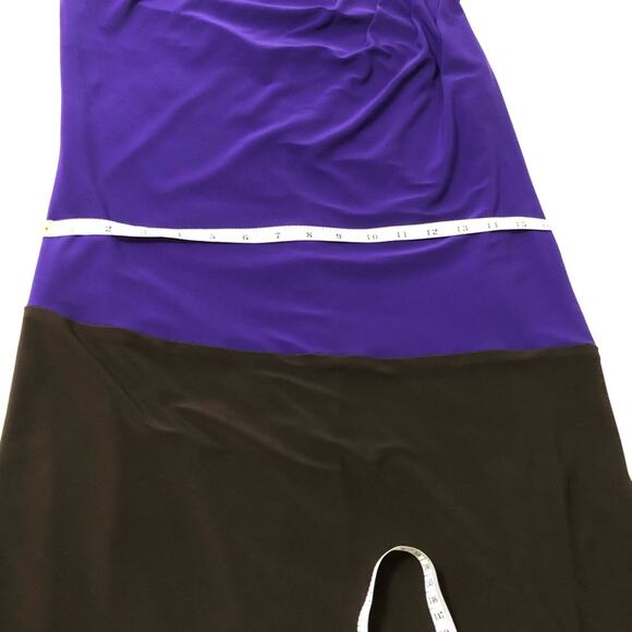 Trina Turk Colorblock One Shoulder Dress Purple Brown Size 2 Sheath - Picture 7 of 10